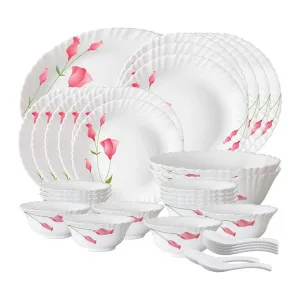 Larah by Borosil Fluted Diana Opalware 33-Piece Dinner Set for 6 Larah by Borosil Fluted Diana Opalware 33-Piece Dinner Set for 6